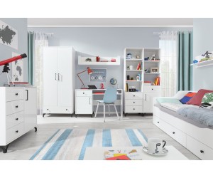 BERGAMO 9 Schreibtisch eintürig mit Schublade, Breite 125 cm, lux weiß / weiß glänzend