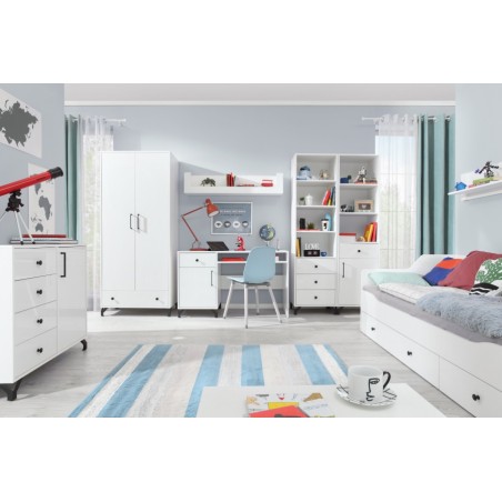 BERGAMO 9 Schreibtisch eintürig mit Schublade, Breite 125 cm, lux weiß / weiß glänzend