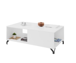 BERGAMO 10 Kaffeetisch mit praktischer Ablagefläche, Breite 120 cm, Beistelltisch, Couchtisch, lux weiß / weiß glänzend