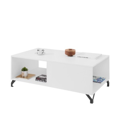 BERGAMO 10 Kaffeetisch mit praktischer Ablagefläche, Breite 120 cm, Beistelltisch, Couchtisch, lux weiß / weiß glänzend