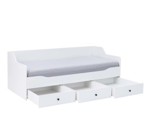 BERGAMO 13 Einzelbett 90x200 cm mit Gestell für Matratze und 3 Schubladen, lux weiß / weiß glänzend
