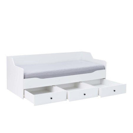 BERGAMO 13 Einzelbett 90x200 cm mit Gestell für Matratze und 3 Schubladen, lux weiß / weiß glänzend