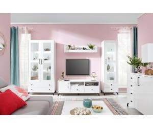 BERGAMO A Wohnwand, Wohnzimmer-Set, Komplett-Set 5 St.,  lux weiß / weiß glänzend