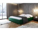 Modernes Polsterbett 140x200 cm ohne Kopfteil für Dachschrägen, Doppelbett mit Bettkasten, verchromte Füße, PRATO T11