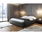 Modernes Polsterbett 140x200 cm ohne Kopfteil für Dachschrägen, Doppelbett mit Bettkasten, verchromte Füße, PRATO T11