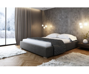 Bett ohne Kopfteil 160x200 cm für Dachschräge, Doppelbett mit Bettkasten, verchromte Füße, PRATO T11