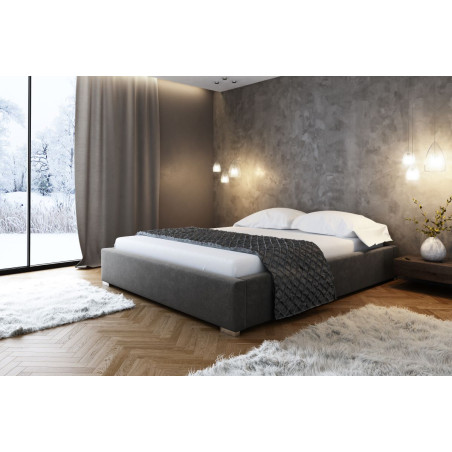 Bett ohne Kopfteil 160x200 cm für Dachschräge, Doppelbett mit Bettkasten, verchromte Füße, PRATO T11
