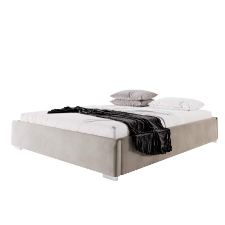Modernes Bett 180x200 cm mit Bettkasten, Polsterbett ohne Kopfteil für Dachschräge, verchromte Füße, PRATO T11