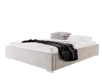 Modernes Bett 180x200 cm mit Bettkasten, Polsterbett ohne Kopfteil für Dachschräge, verchromte Füße, PRATO T11