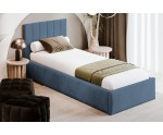 Einzelbett 100x200 cm für Jugendzimmer mit Bettkasten, Lattenrost, vertikale Nähte, vom Fußteil geöffnet, AZURO S04 Einzelbett 100x200 cm für Jugendzimmer mit Bettkasten, Lattenrost, vertikale Nähte, vom Fußteil geöffnet, AZURO S04