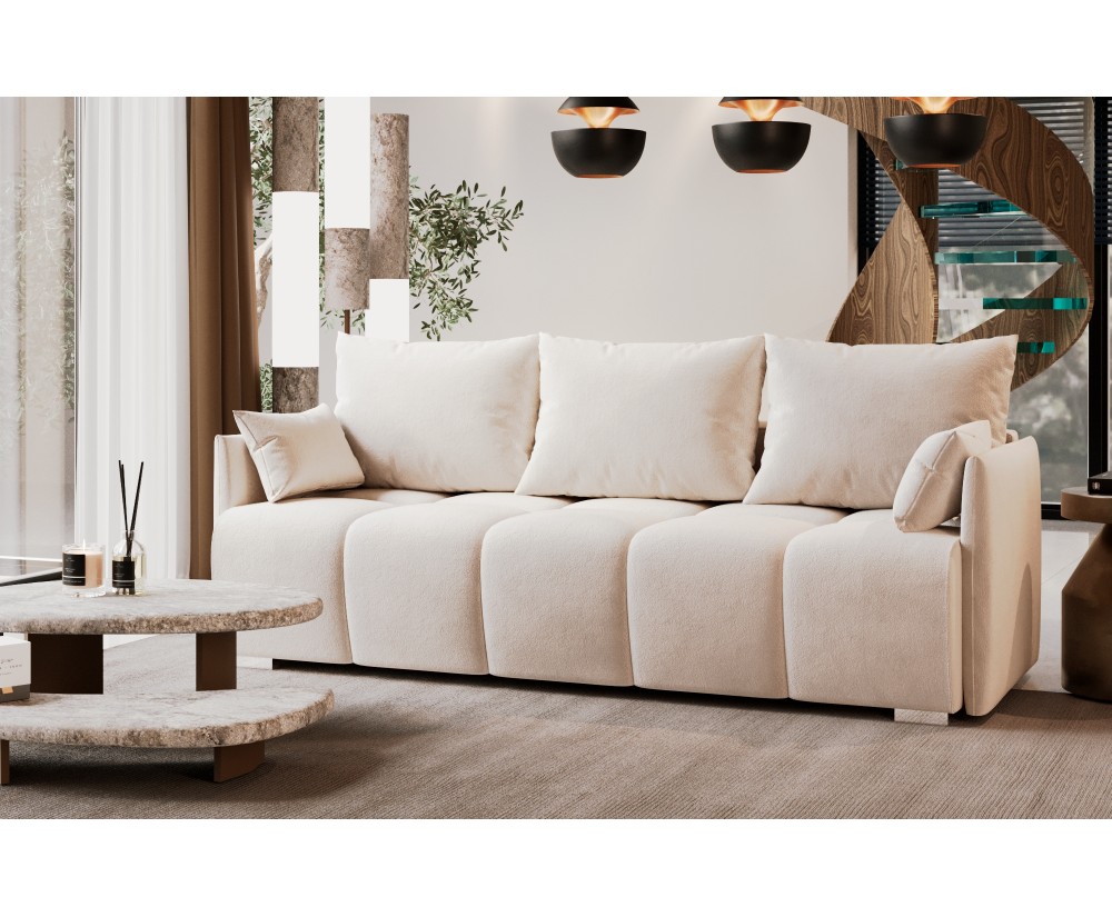 Wohnzimmersofa, 3-Sitzer-Sofa mit Schlaffunktion und Bettkasten, weicher Velvetstoff - 3 Farbvarianten, ADLER K3