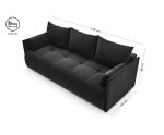 Wohnzimmersofa, 3-Sitzer-Sofa mit Schlaffunktion und Bettkasten, weicher Velvetstoff - 3 Farbvarianten, ADLER K3