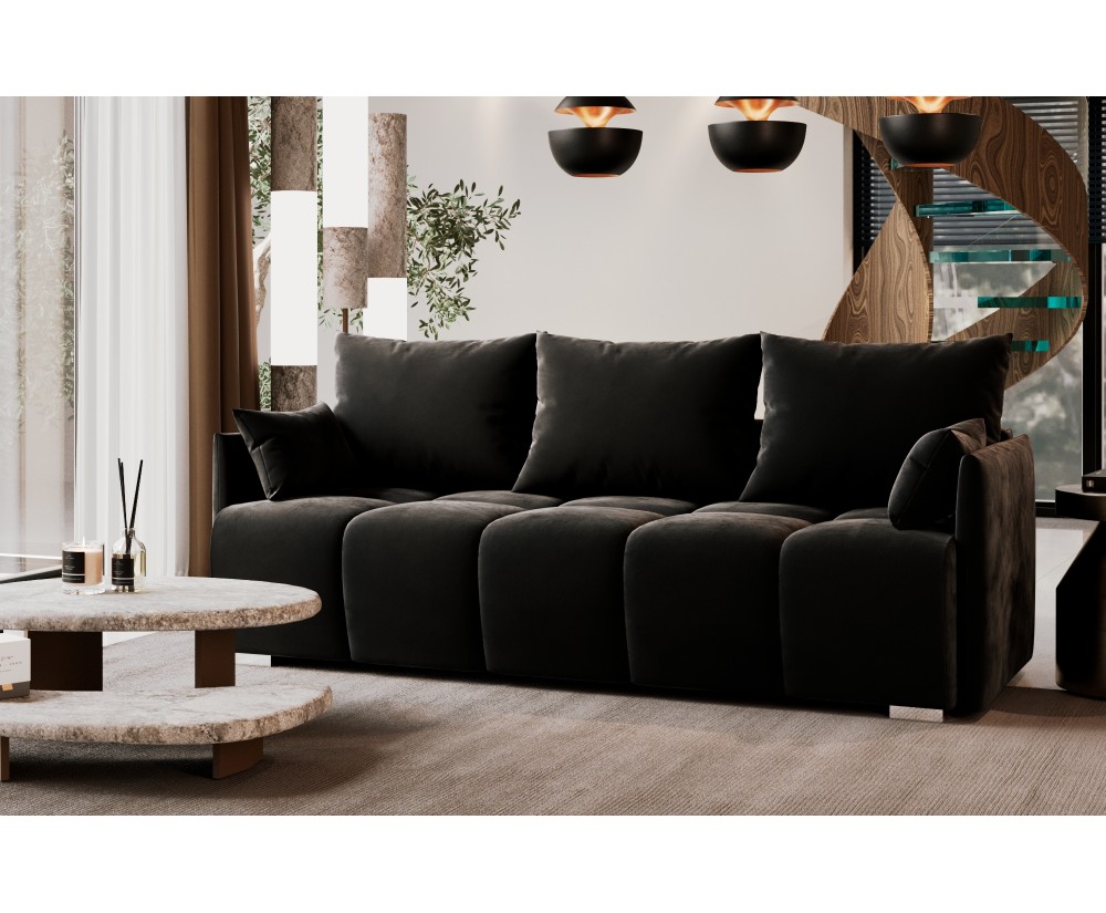 Wohnzimmersofa, 3-Sitzer-Sofa mit Schlaffunktion und Bettkasten, weicher Velvetstoff - 3 Farbvarianten, ADLER K3