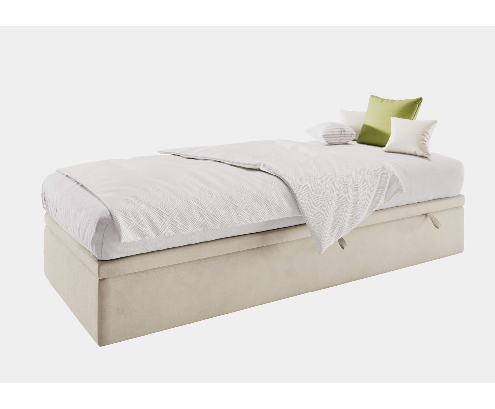 Einzelbett 80x180 cm, Polsterbett mit Bettkasten, Hotelbett, HUGO