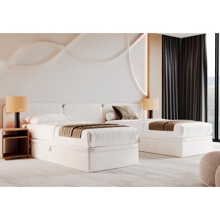 Jugendbett 80x200 cm, Polsterbett mit Bettkasten, Hotelbett, HUGO