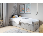 Polsterbett 120x200 cm, Jugendbett mit Bettkasten, Hotelbett, HUGO 1R