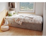 Polsterbett 120x200 cm, Jugendbett mit Bettkasten, Hotelbett, HUGO 1R