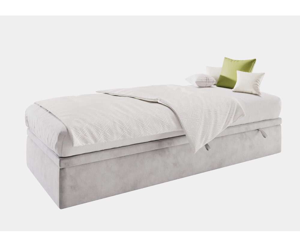 Polsterbett 120x200 cm, Jugendbett mit Bettkasten, Hotelbett, HUGO 1R