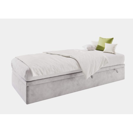 Polsterbett 120x200 cm, Jugendbett mit Bettkasten, Hotelbett, HUGO