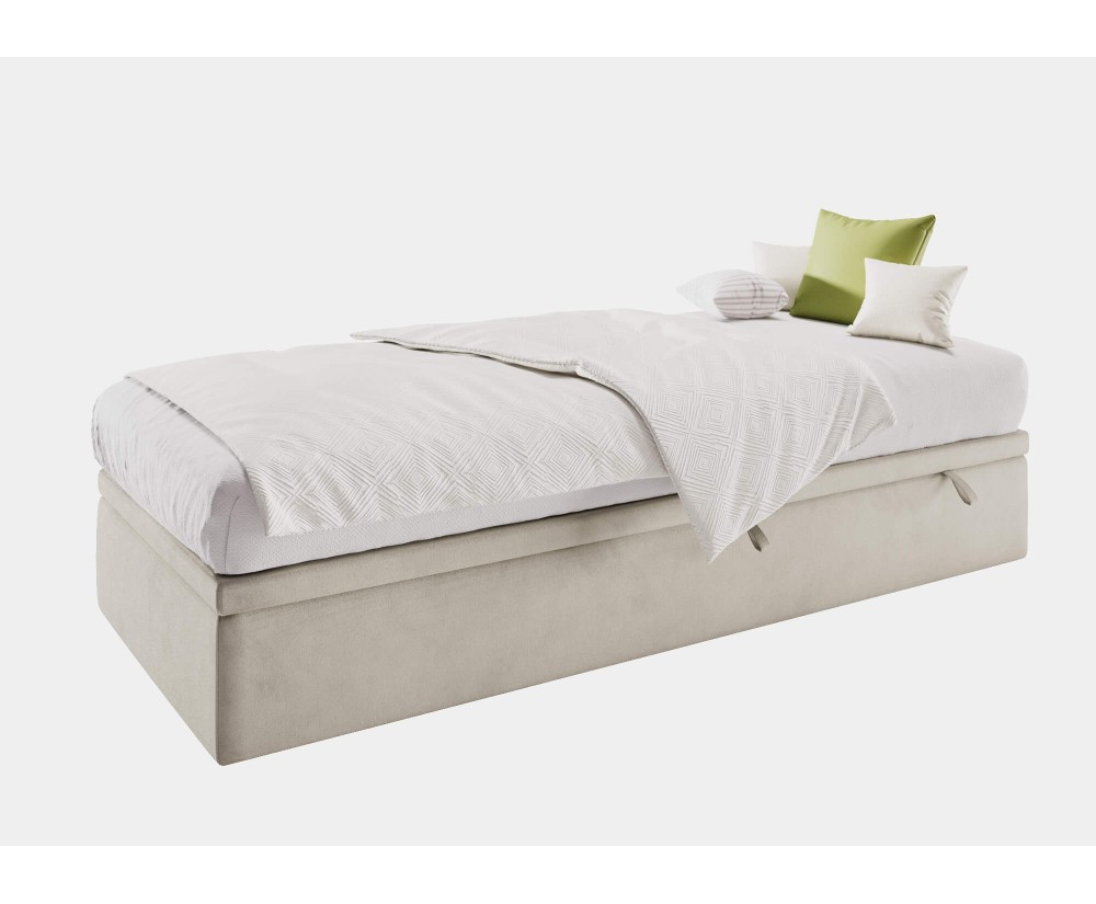 Polsterbett 120x200 cm, Jugendbett mit Bettkasten, Hotelbett, HUGO 1R
