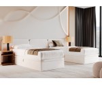 Polsterbett 120x200 cm, Jugendbett mit Bettkasten, Hotelbett, HUGO 1R