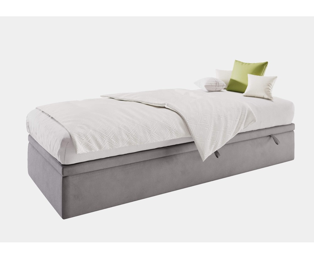 Polsterbett 120x200 cm, Jugendbett mit Bettkasten, Hotelbett, HUGO 1R