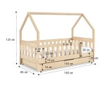 Holzbett 80x160 cm mit Schublade, Kinderbett, HAUSBETT, Einzelbett in drei Farbvarianten, TYMEK Holzbett 80x160 cm mit Schublade, Kinderbett, HAUSBETT, Einzelbett in drei Farbvarianten, TYMEK