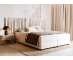 Elegantes Bett 200x200 cm, Doppelbett auf Holzfüßen, effektvolles Kopfteil, LARETTO T23
