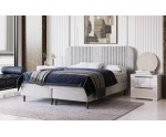 Doppelbett 160x200 cm auf Holzfüßen, Boxspringbett, Ehebett mit elegantem Kopfteil, LARETTO T21