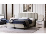 Kontinentalbett 140x200 cm, Doppelbett, Ehebett, Holzfüße, stilvolles Kopfteil mit Ziernähten, LARETTO T21 