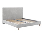 Ehebett 160x200 cm, Doppelbett, Polsterbett mit Bettkasten und glattem Kopfteil, auf Füßen, LARETTO T36