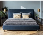 Ehebett 160x200 cm, Doppelbett, Polsterbett mit Bettkasten und glattem Kopfteil, auf Füßen, LARETTO T36