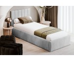 Einzelbett 120x200 cm für Jugendzimmer mit Bettkasten, Lattenrost, vertikale Nähte, vom Fußteil geöffnet, AZURO S04 Einzelbett 120x200 cm für Jugendzimmer mit Bettkasten, Lattenrost, vertikale Nähte, vom Fußteil geöffnet, AZURO S04