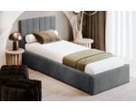 Einzelbett 120x200 cm für Jugendzimmer mit Bettkasten, Lattenrost, vertikale Nähte, vom Fußteil geöffnet, AZURO S04 Einzelbett 120x200 cm für Jugendzimmer mit Bettkasten, Lattenrost, vertikale Nähte, vom Fußteil geöffnet, AZURO S04