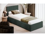 Einzelbett 120x200 cm für Jugendzimmer mit Bettkasten, Lattenrost, vertikale Nähte, vom Fußteil geöffnet, AZURO S04 Einzelbett 120x200 cm für Jugendzimmer mit Bettkasten, Lattenrost, vertikale Nähte, vom Fußteil geöffnet, AZURO S04