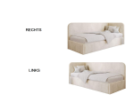 Polsterbett 90x200 cm mit Bettkasten und Lattenrost, im hellen Trendstoff Bouclé, MARIO SM 03