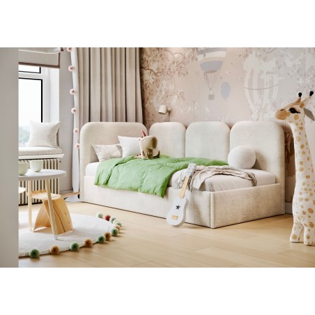 MARGO SM 02 Stilvolles Einzelbett 100x200 cm mit dicken Seitenteilen, Bouclé-Stoff
