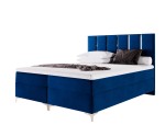 Boxspringbett 160x200 cm, Ehebett auf Füßen, dekoratives Kopfteil mit goldenen Akzenten, Bett für Dachschräge, SANTIAGO 2