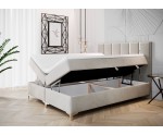 Komfortbett 200x200 cm für Dachschräge, Kontinentalbett auf Füßen, dekoratives Kopfteil mit goldenen Zierleisten, SANTIAGO 2