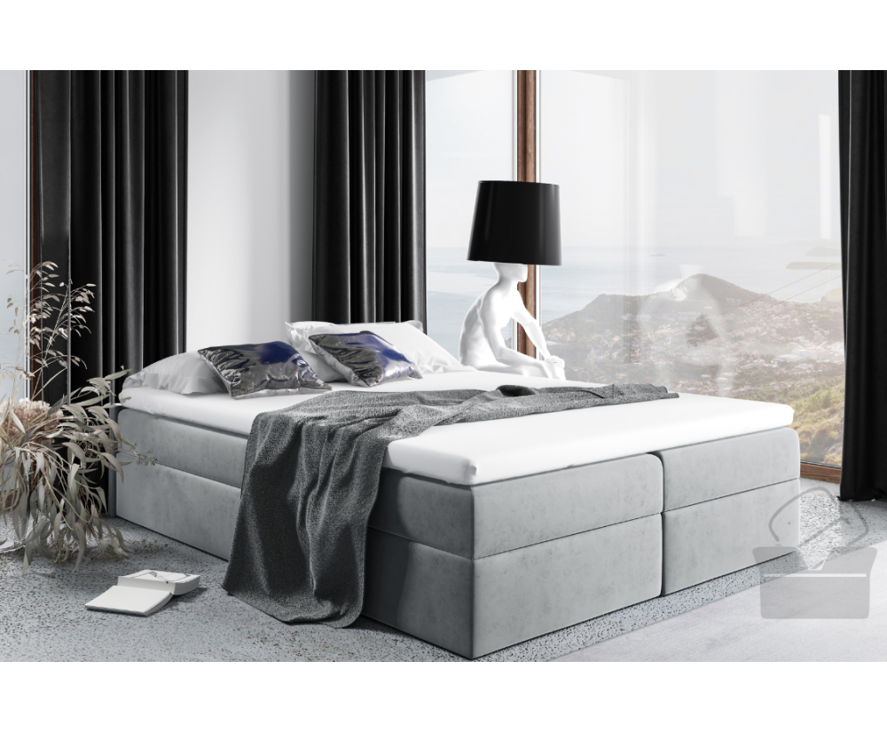 Boxspringbett 140x200 cm, Ehebett, Hotelbett, ohne Kopfteil, LUXOR 1M