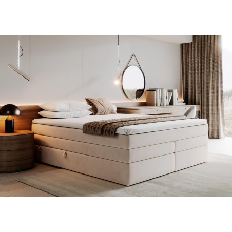 Boxspringbett 140x200 cm, Ehebett mit 2 Matratzen, Hotelbett, ohne Kopfteil, LUXOR 1K