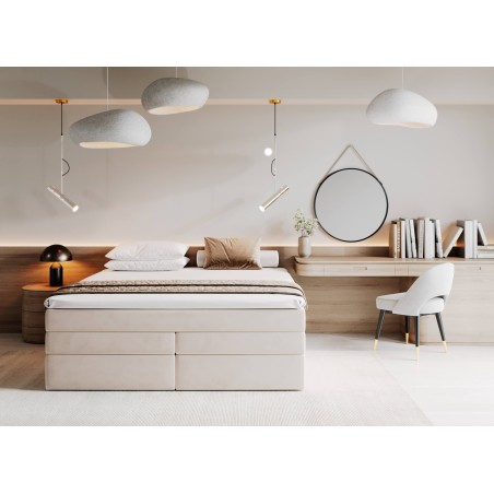 Boxspringbett 140x200 cm, Ehebett mit 2 Matratzen, Hotelbett, ohne Kopfteil, LUXOR 1K