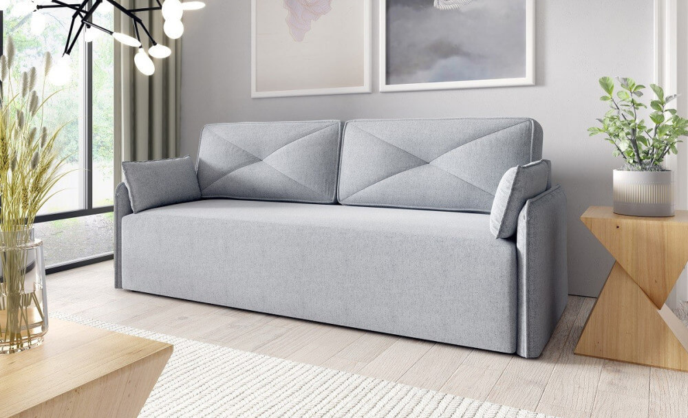 Schlafcouch mit Rückenkissen, 2-Sitzer-Sofa mit Schlaffunktion und Bettkasten, TRIVIO K9