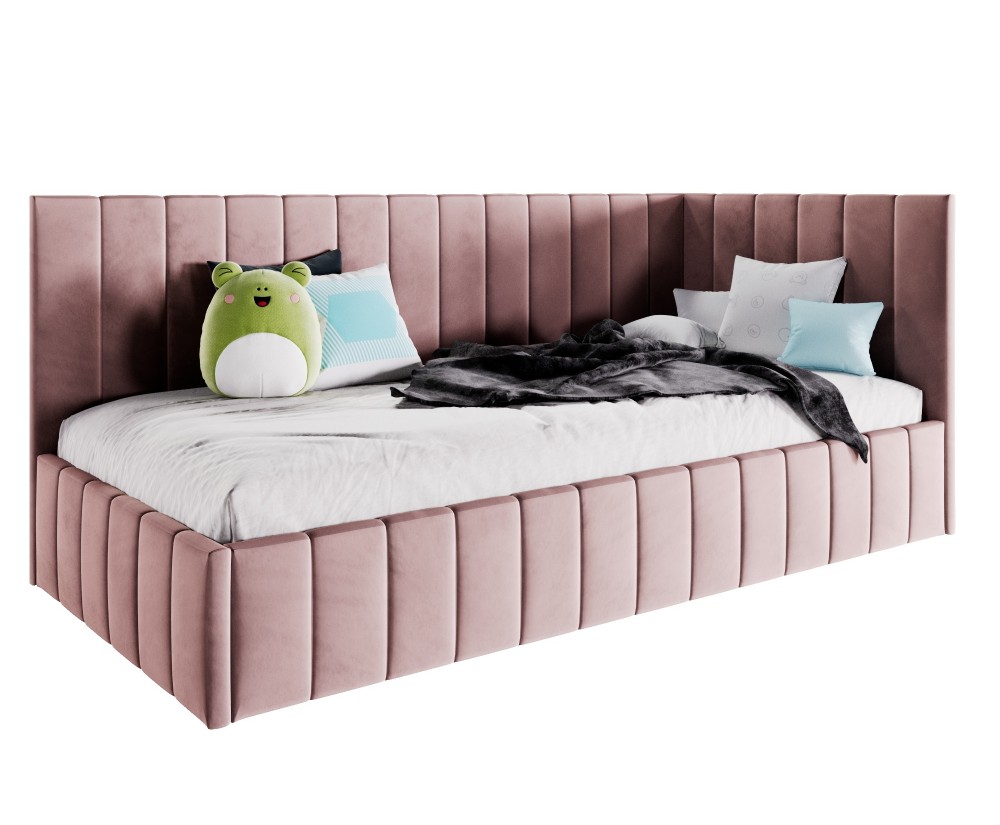 Jugendbett mit 90x200 cm Liegefläche und gepolstertem Rahmen